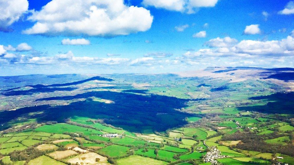 A view of the Llandeilo area from the Wales Air Ambulance