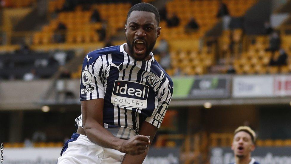 Nigeria defender Semi Ajayi celebrates a goal for West Bromwich Albion