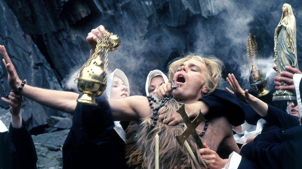 Picture shows - Christopher Gable as Zarathustra with nuns in a scene from the film. Ken Russell's latest television film 'Dance Of The Seven Veils'