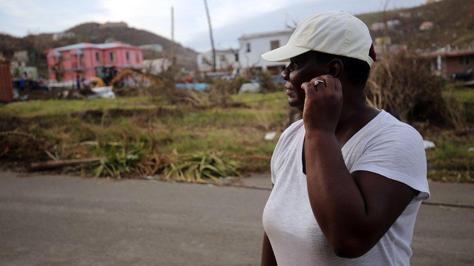 Local resident amid debris on British Virgin Islands