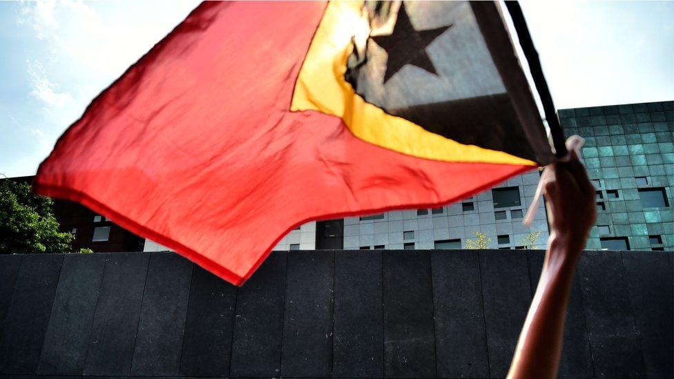 East Timor protestors outside the Australian Embassy in Indonesia