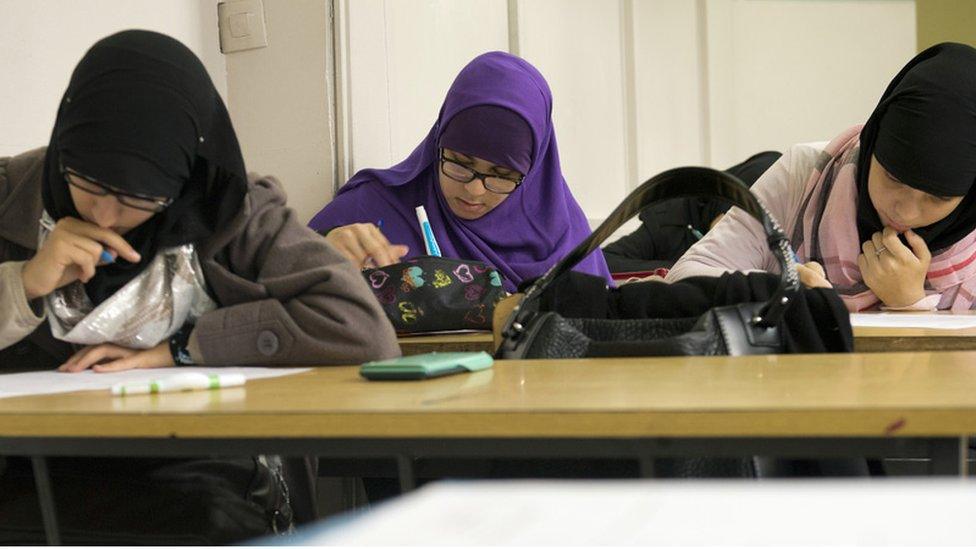 Girls at a Muslim school in Aubervilliers, on Paris outskirts - Sept 2013 file pic