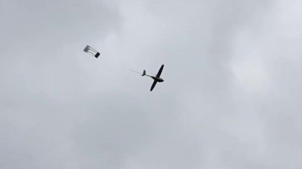 A drone transporting medical supplies