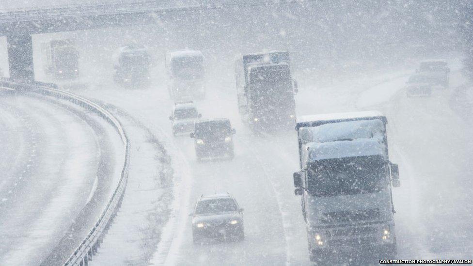 snowstorm on the motorway