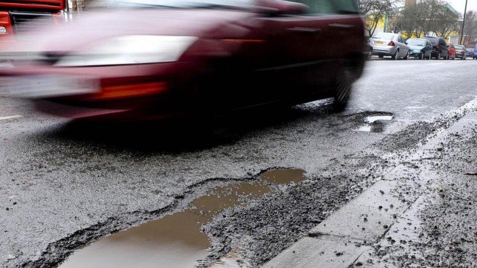 A pothole on a main road