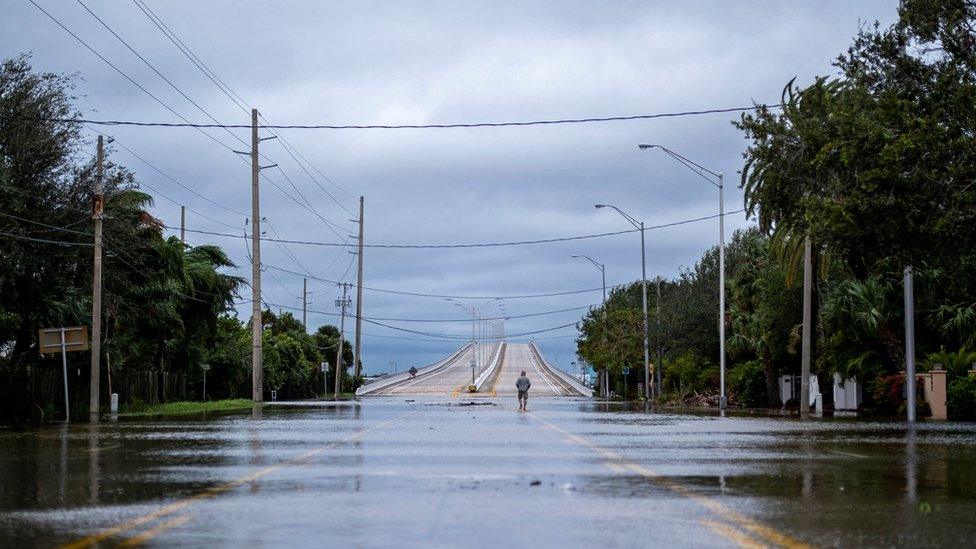 Flooding left behind by storm Nicole