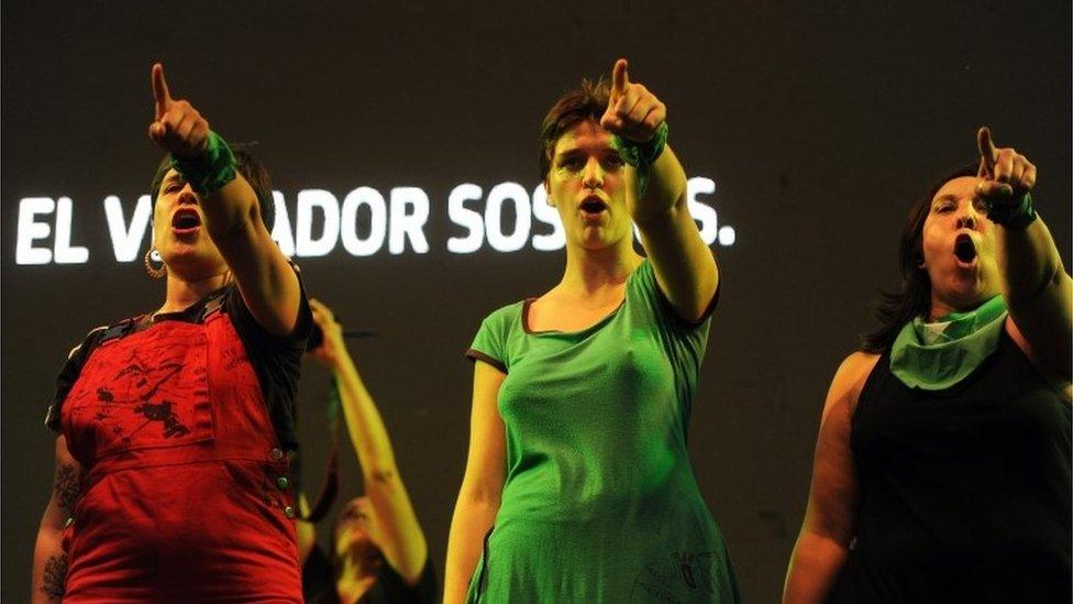 Argentine women at a rally to demand legalisation of abortion in Argentina, 19 February 2020