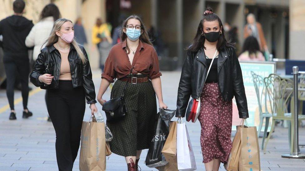 Shoppers on the high street