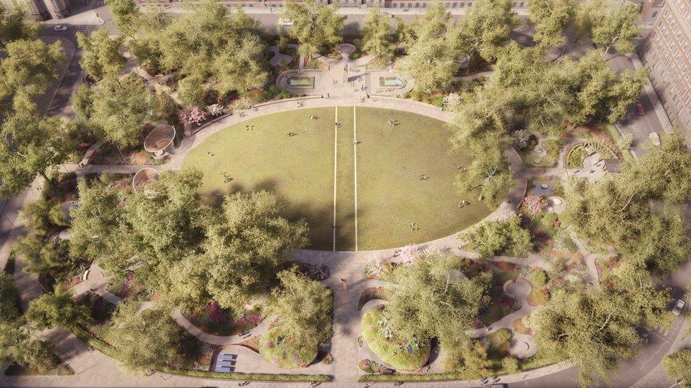 Aerial view of proposed new garden