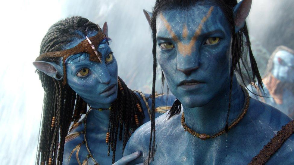 Zoe Saldana and Sam Worthington in Avatar