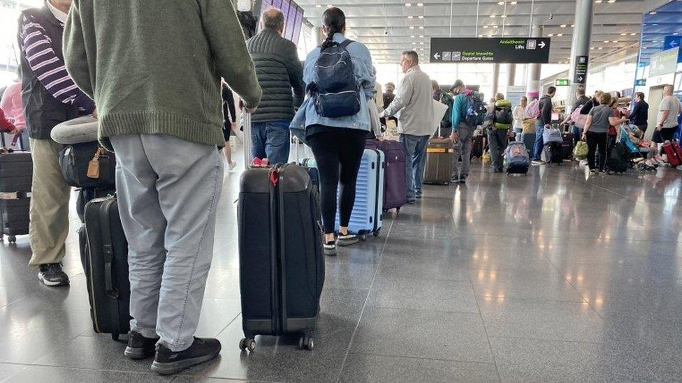 People queuing at Dublin Airport