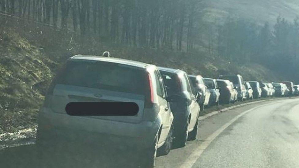 @BreconRPU tweeted this picture of the two cars that will be fined after breaking parking rules near Pen Y Fan