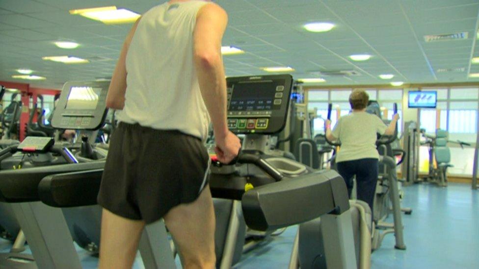 Man running on treadmill