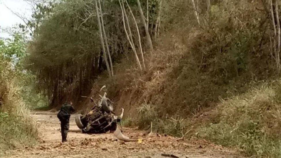 Colombian police photo of the aftermath of the bomb attack