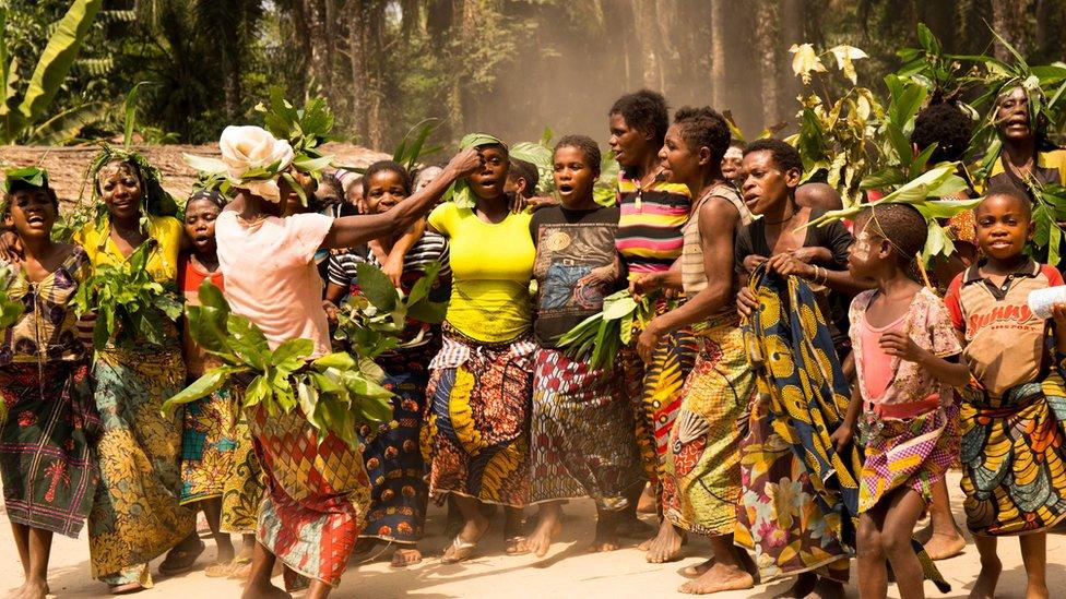 Bayaka women sing in the Republic of Congo