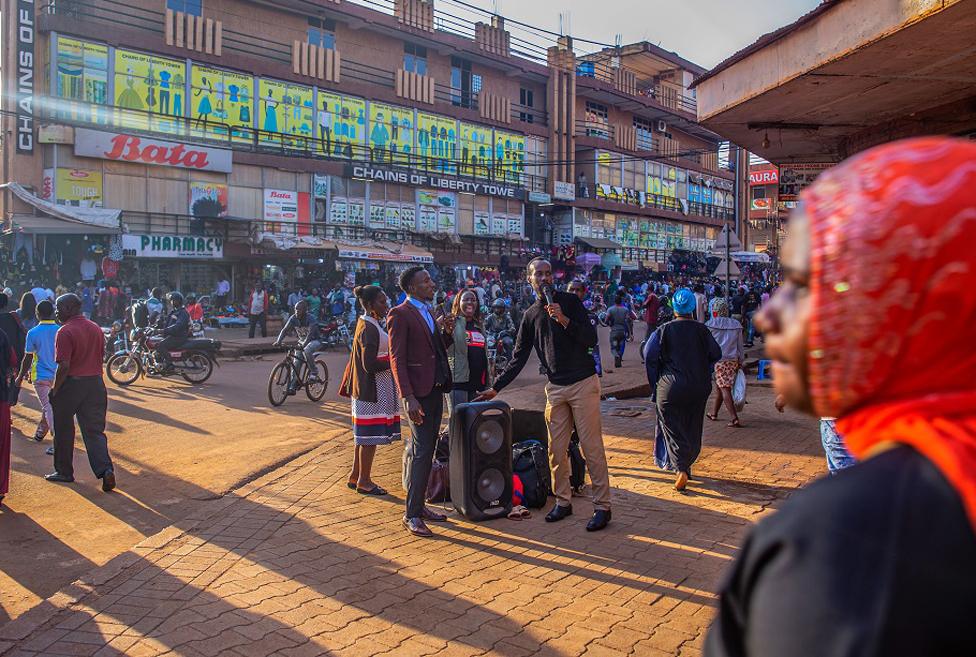 Men preaching on the street