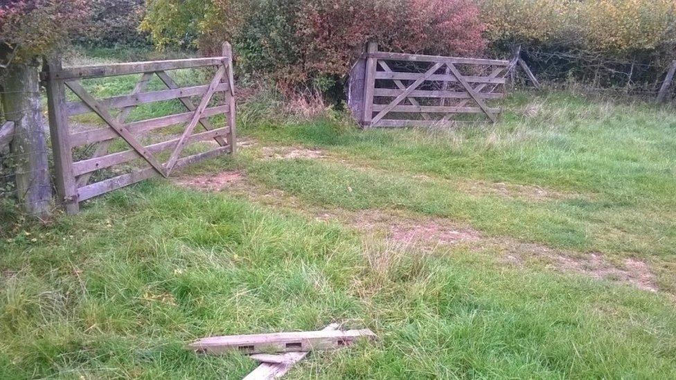 Broken farm gate