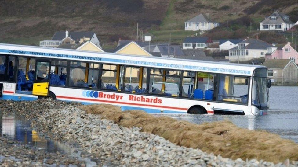 Bus in flood