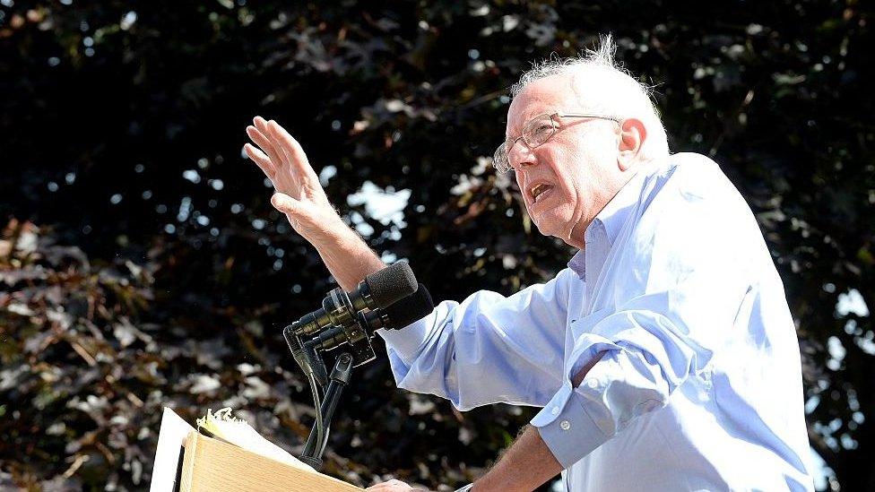 Sen. Bernie Sanders (I-VT) speaks at an organizing event for Hillary Clinton at Lebanon High School September 5, 2016