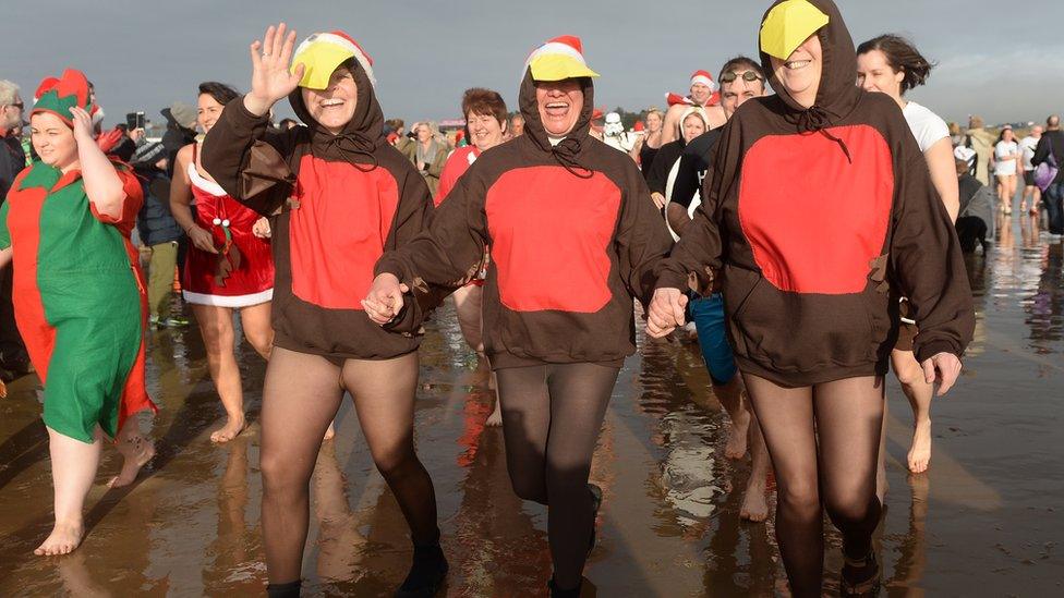 Christmas Day swimmers at Porthcawl