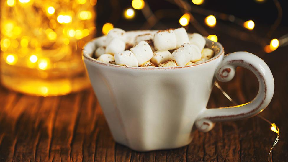 Hot chocolate with marshmallows at Christmas