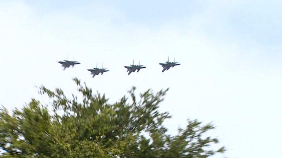 F-15 flypast for airmen who died during a training mission and rescue