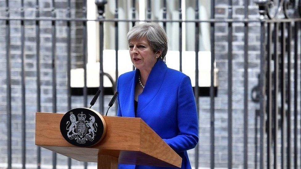 Theresa May speaking in Downing Street