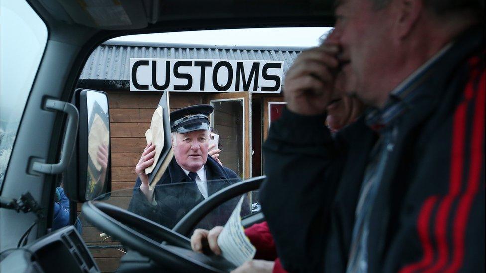 Irish border Brexit protest