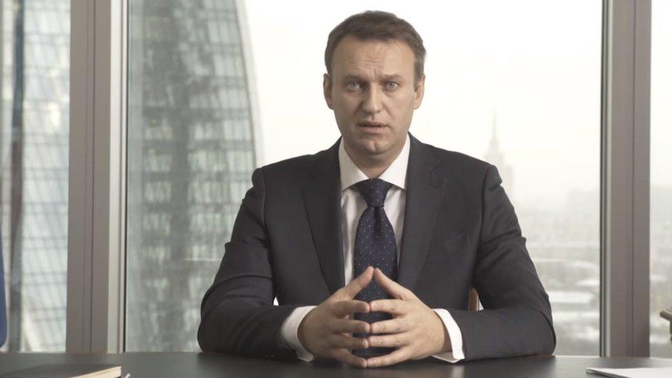 Alexei Navalny in a video statement on his website