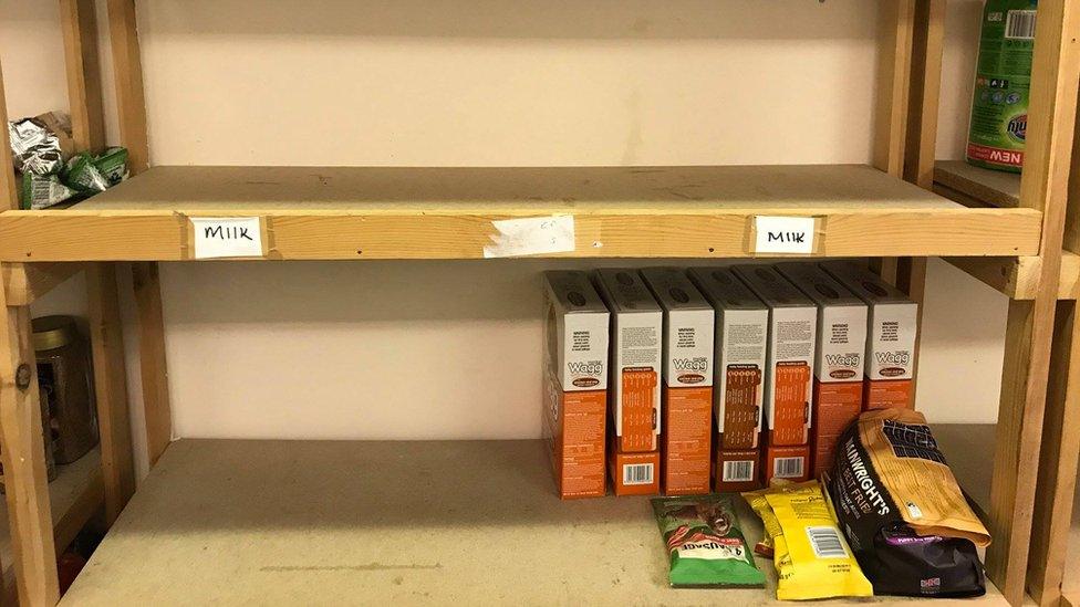 Almost empty shelves at Inverclyde Foodbank