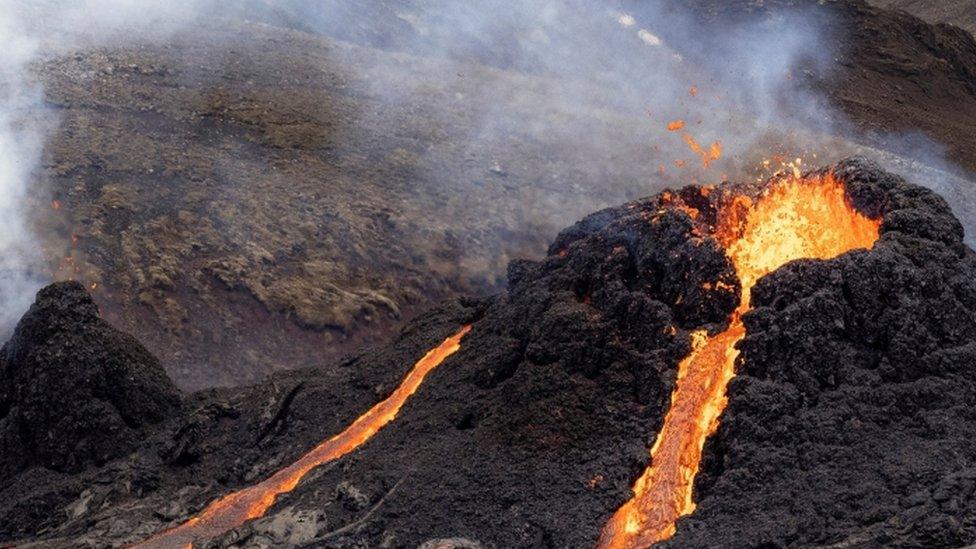 Lava flows from the volcano - 20 March