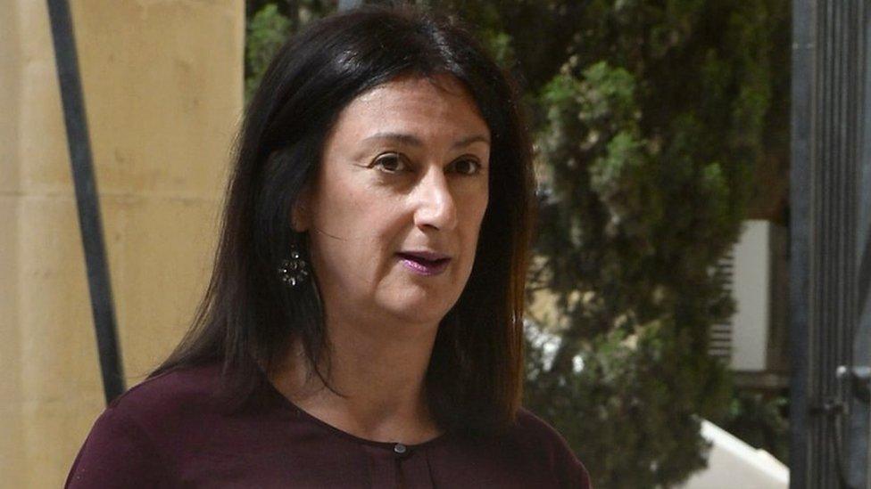 Daphne Caruana Galizia arriving at a court in Malta, 27 April 2017