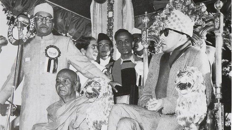 Dr Ambedkar, left, at the Fourth Conference of the World Fellowships of Buddhists, held in 1956 in Nepal