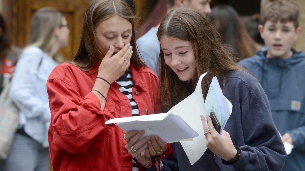 Students opening their results