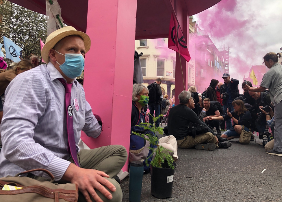 Extinction Rebellion protesters blocking streets