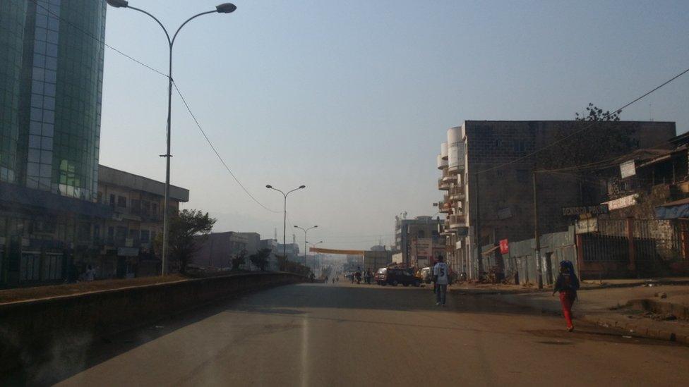 A main road in Bamenda devoid of traffic