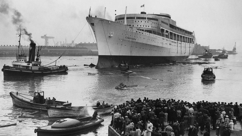 The Canberra after launch