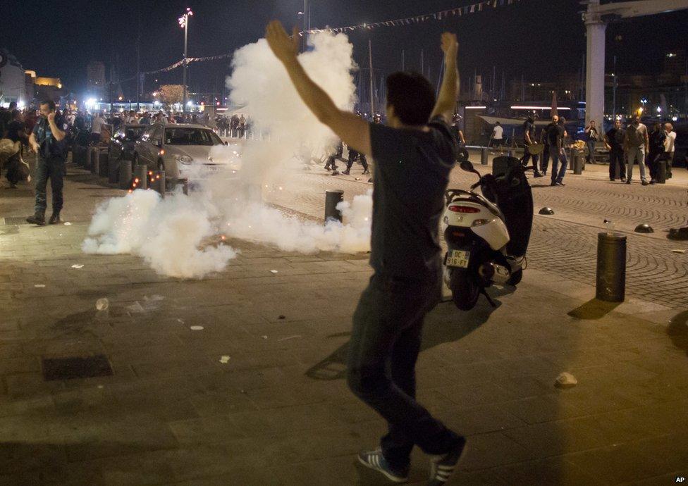 Tear gas fired at fans in Marseille