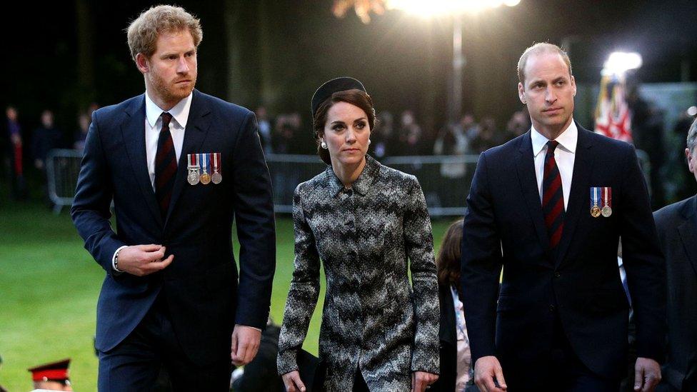 The Duke and Duchess of Cambridge and Prince Harry