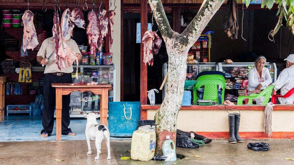 A butcher shop in La Carmelita