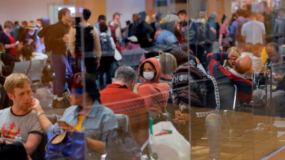 Passengers at Lima airport