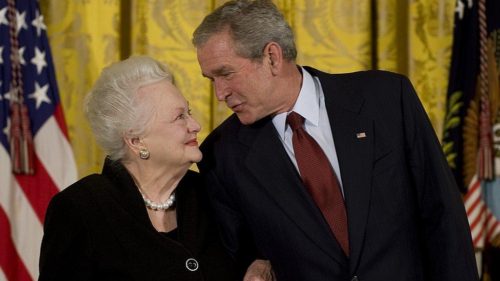 Olivia de Havilland and George Bush