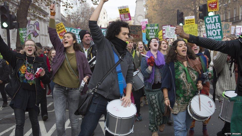 Students protest in London