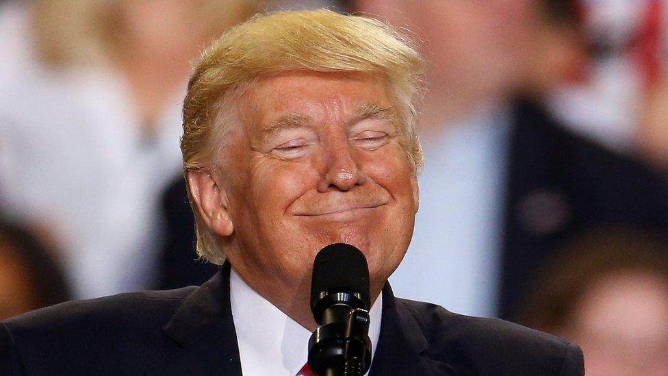 U.S. President Donald Trump appears on stage at a rally in Harrisburg, Pennsylvania, U.S. April 29, 2017