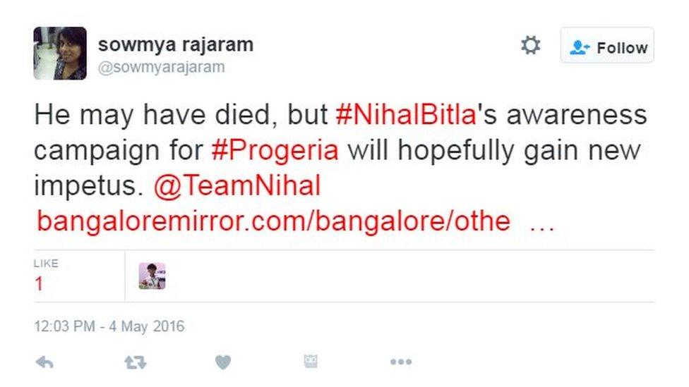 He may have died, but #NihalBitla's awareness campaign for #Progeria will hopefully gain new impetus. @TeamNihal