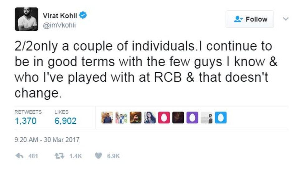 2/2only a couple of individuals.I continue to be in good terms with the few guys I know & who I've played with at RCB & that doesn't change.