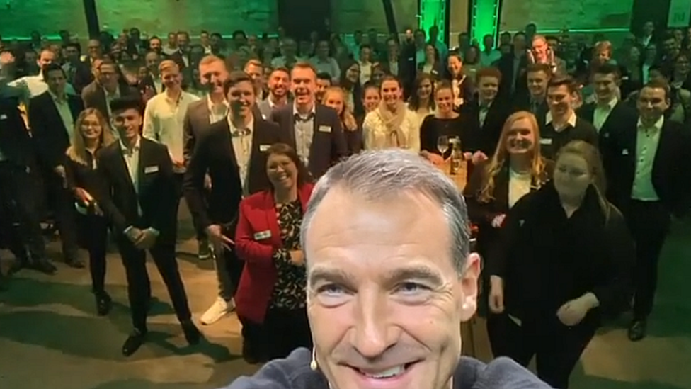 Bernard Looney posted on Instagram from BP in Germany on his first day as chief executive