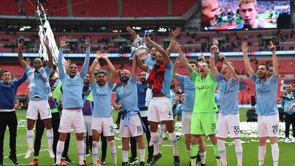 city celebrate winning the FA Cup.