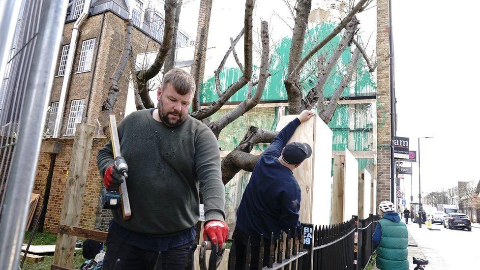 The council is installing hoarding on site