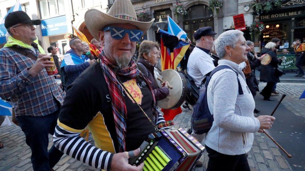 Marchers on Royal Mile